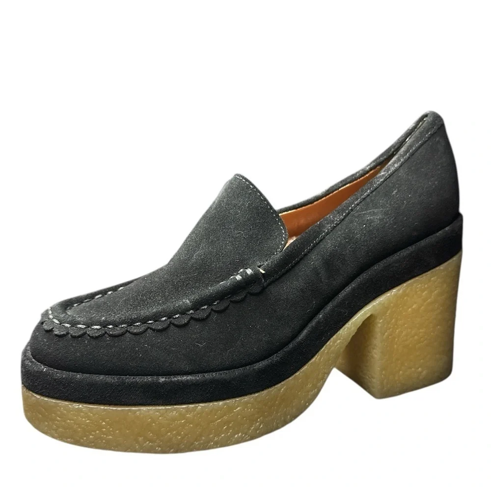 Stylish Black Suede Women's Platform Loafers